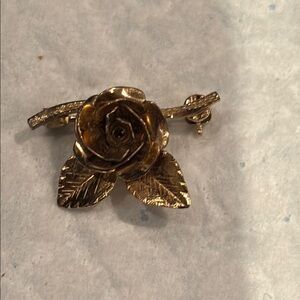 Vintage Gold Rose Brooch